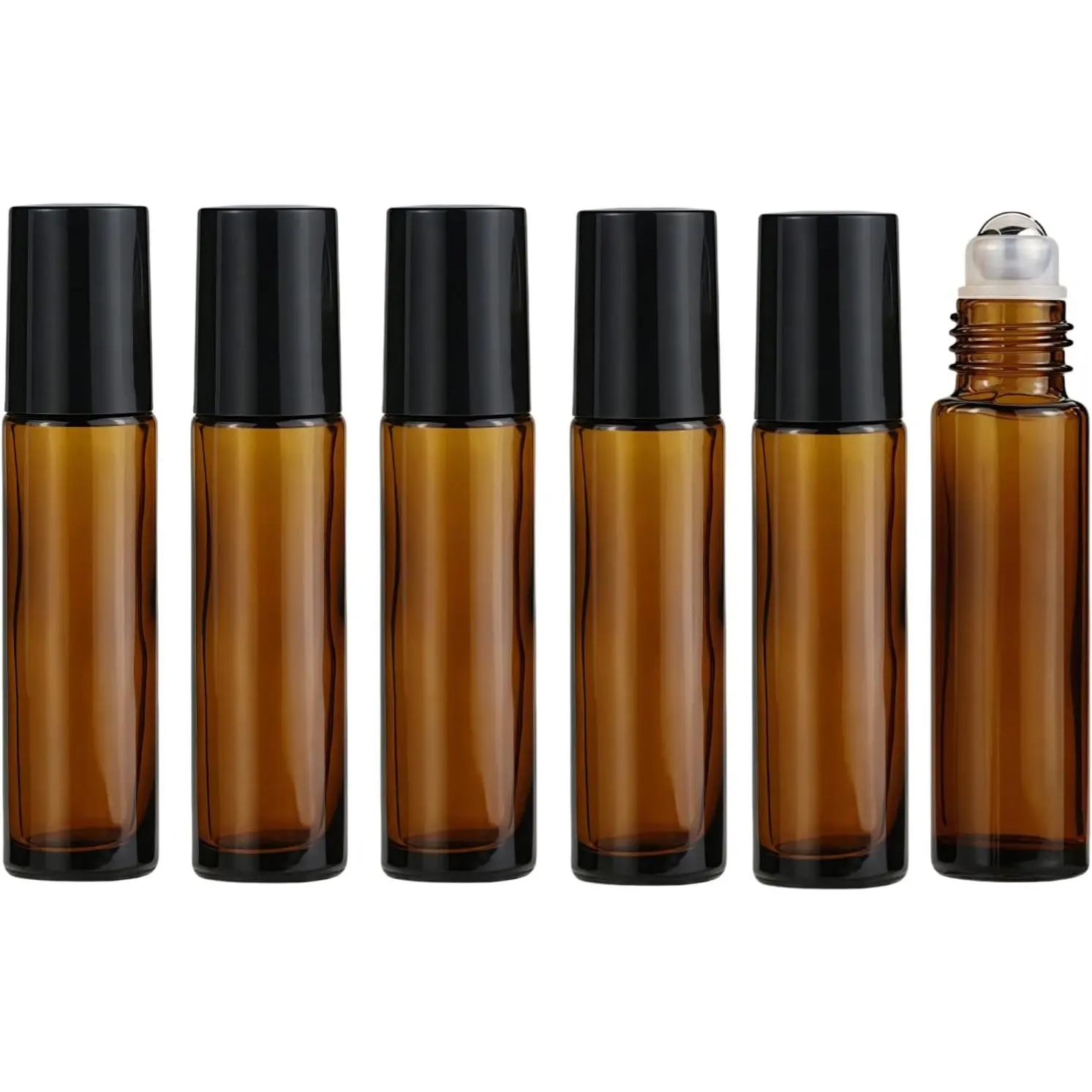 10ml Roller Bottles for Essential Oils, 6 count Glass Roll  Bottles, Refillable Perfume Bottle, with Stainless Steel Roller Balls