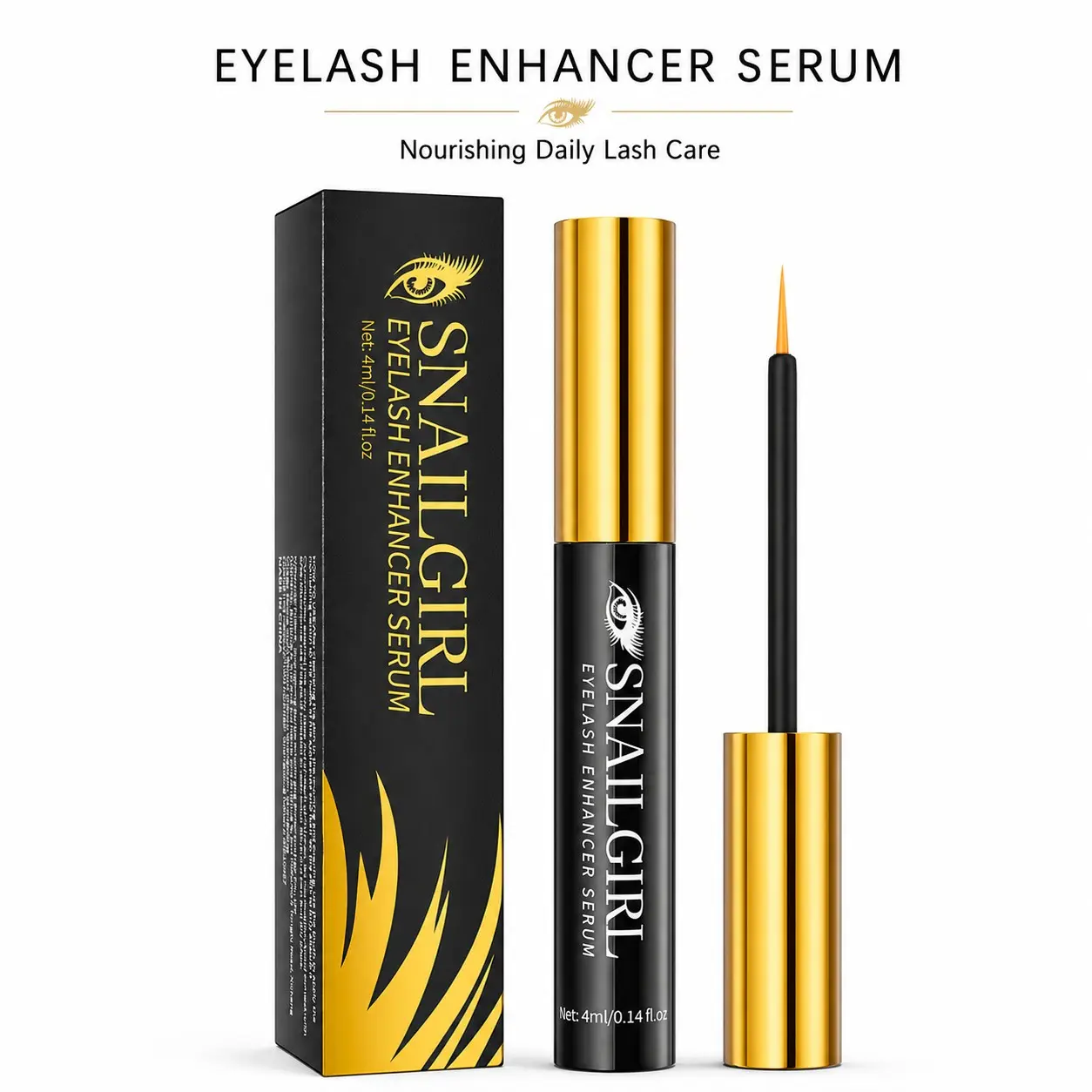 Gold Luxury Eyelash Serum, Nourishes and Strengthens Sparse Lashes, Daily Care for Fragile Lashes, Liquid Form, 6 Months Supply