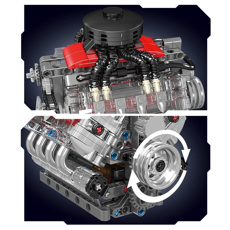 V8 Engine Building Blocks Set, DIY Building Model, 487pcs/box Assembly Bricks Ornaments, Collection for Adult Car Enthusiasts Gifts
