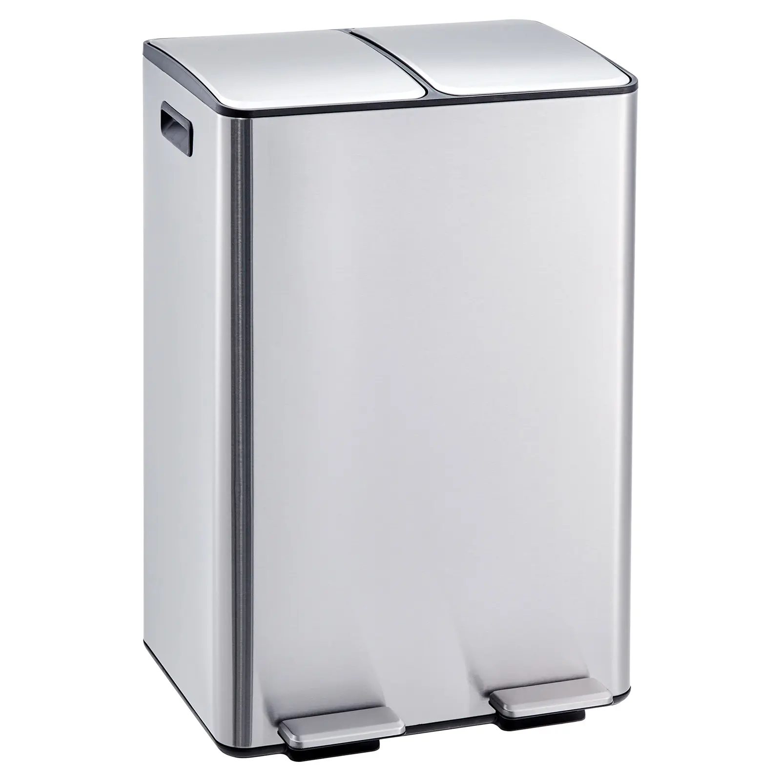 Garvee Dual Compartment Kitchen Trash & Recycling Bin – 16 Gallon (2x8 Gal) Stainless Steel, Step Pedal, Soft-Close Lid, Removable Buckets, Pet-Proof, Tall Double Bin for Home or Office,dorm essentials,home essentials