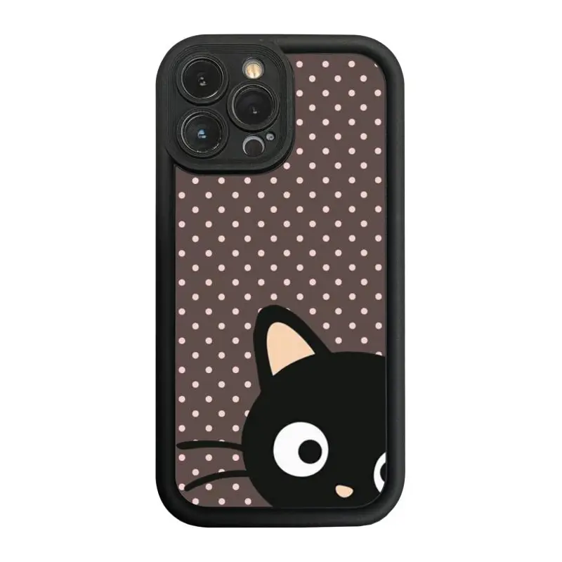 Kawaii Chococat Cellphone Patterned Dual-Layer Phone Case for iPhone 11-18 Series Soft-Touch Silicone TPU Plastic Shockproof Drop-Proof Rubberized Grip Responsive Buttons Camera Guard Cute Protective Mobile Accessory for Cat Enthusiasts