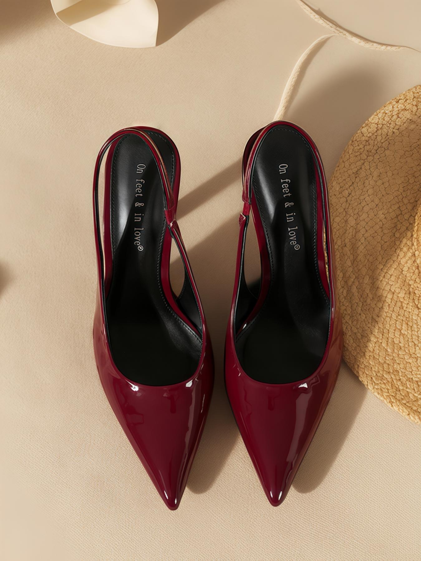 Women's Elegant Stilettos, Pointed Toe Patent Leather High Heels, Slip-On Sexy Shoes for All Seasons, Versatile Fashion Footwear, Elegant Party Shoes