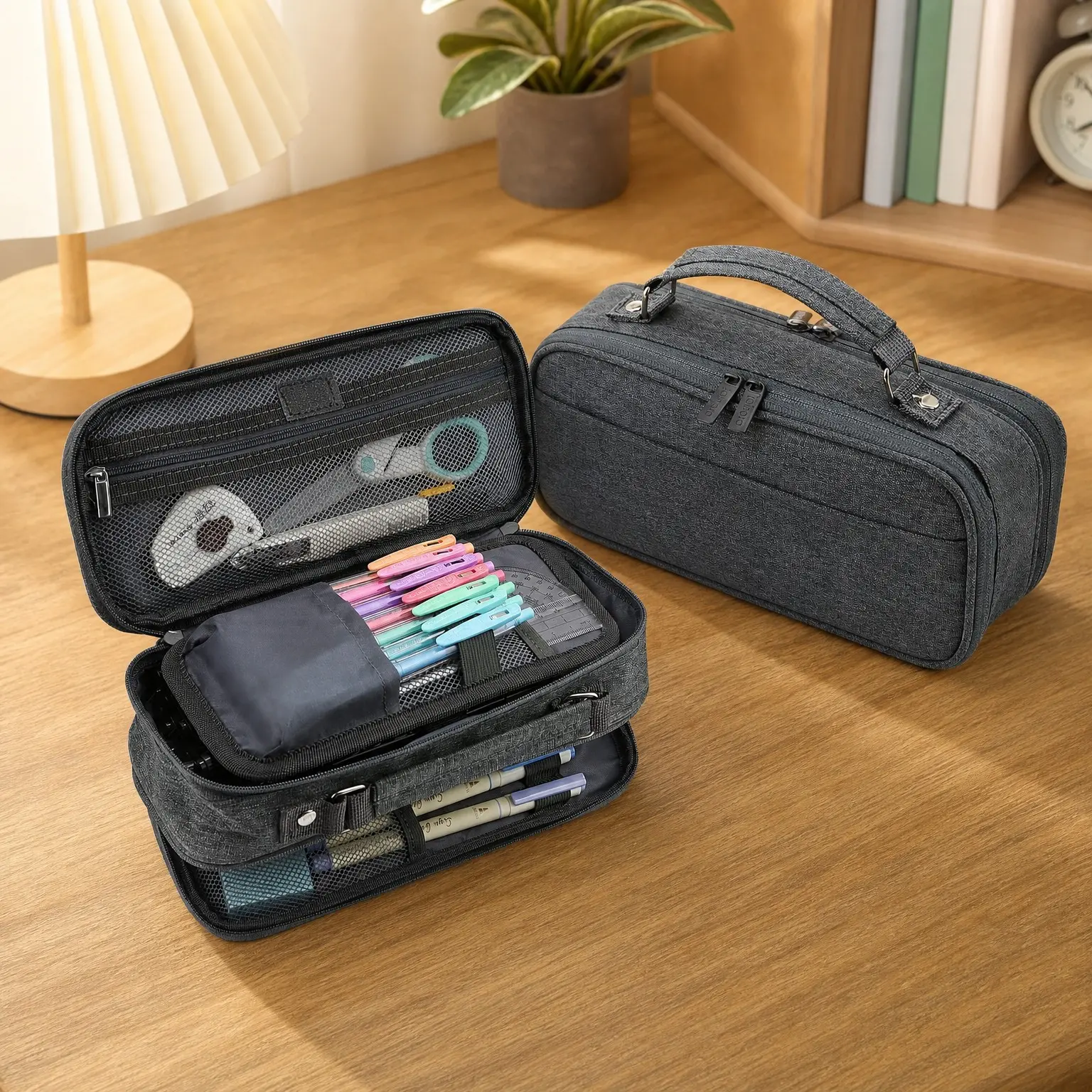 Large Capacity 4-Compartment Pencil Case with Double Zipper - Pen Pouch Organizer for School, Office, Teens & AdultsGift