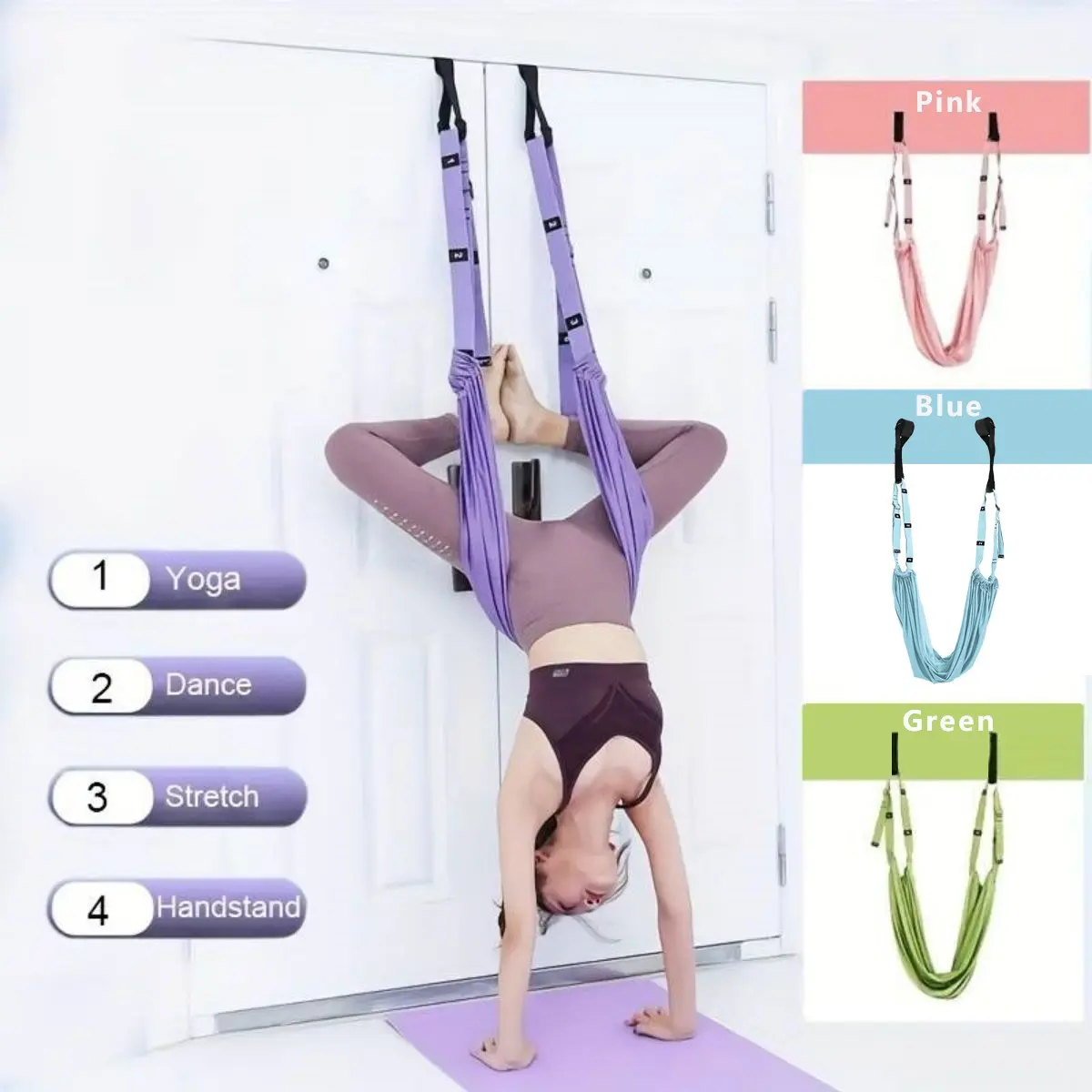 Elastic Yoga Stretching Rope, Blue Colors, Ideal for Home Gym Fitness Training, Durable & Comfortable Design