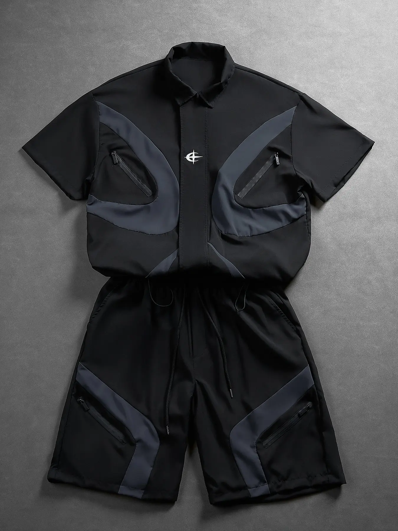 Men's Summer Tactical Short Sleeve Shirt and Shorts Set, Multi-Pocket Workwear, Breathable Quick-Dry Outdoor Clothing