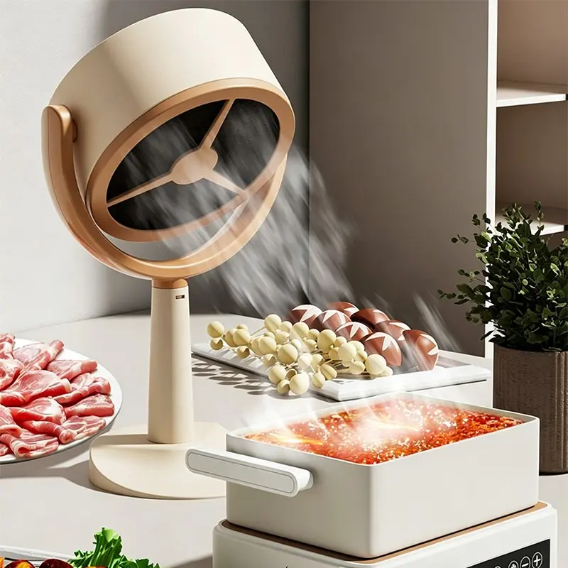 Portable Exhaust Fan, USB Charging Desktop Ventilator, Dual Speed Adjustable, Detachable Easy Clean Filter, Ideal for Indoor BBQ and Cooking