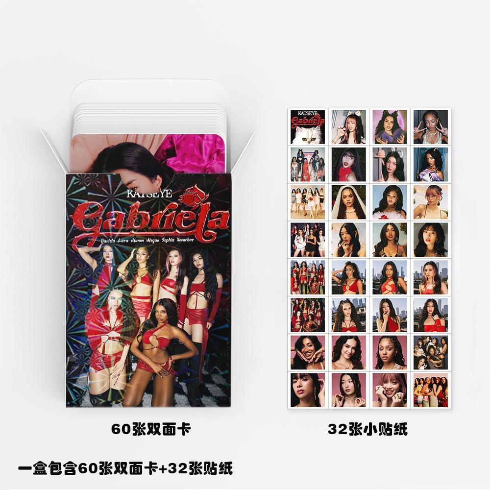 92Pcs/Set Kpop Idol KATSEYE New Album BEAUTIFULCHAOS Lomo Cards LARA DANIELA HD Printd Photocards Stickers MANON MEGAN Fans Gift