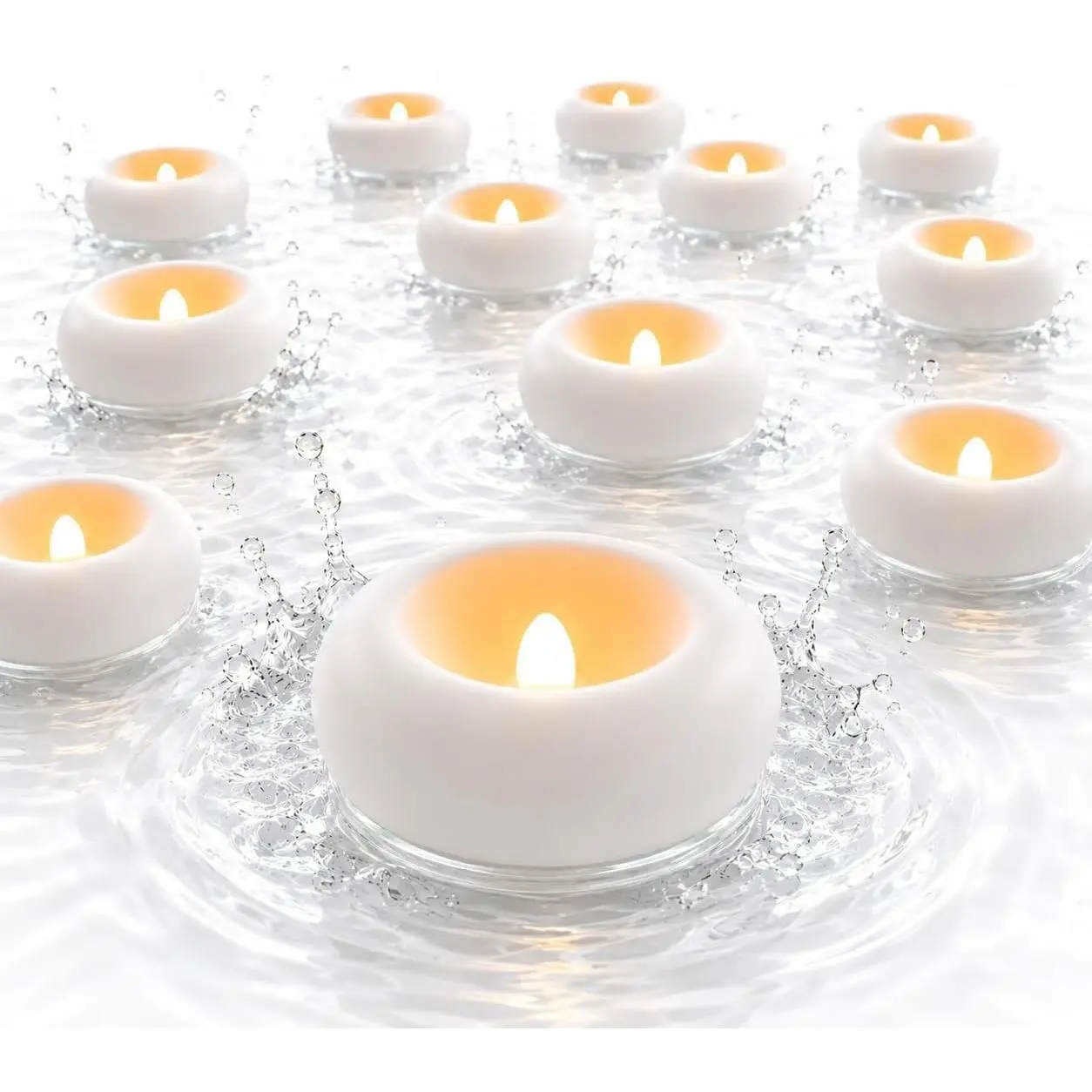 24 Pack LED Floating Candles, Water-Activated Flameless Candles, Waterproof Battery Operated Candles for Pool, Bath, Wedding, Party & Festival Decor