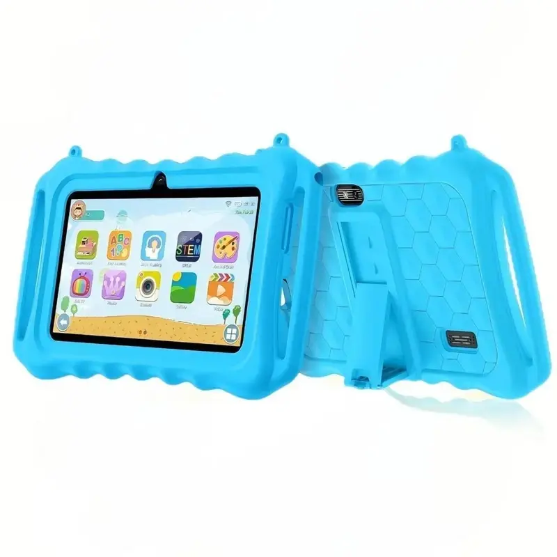 7-inch Kids Tablet Christmas Toddler Tablet 7-inch Android System Dual Cameras Quad-Core Processor Supports WiFi & Bluetooth Wireless Touchscreen Tablet Android Tablets Shockproof Protective Case The Perfect Holiday Gift for Ages 3+