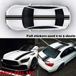1PC   49 * 8.7 Inch Cover Striped Car Sticker Automotive  Waterproof and Sun Protection Durable  Suitable for Car Hood  Truck SUV Body Modification Racing Style Decorative Latte  Multi-color Optional  Vehicle External Accessories