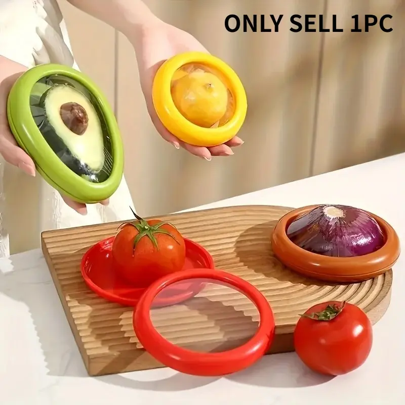 Reusable Fruit Vegetable Storage Containers, Kitchen Special Produce Saver Keeper for Avocado, Onion, Lemon, Tomato, Reusable Seal Storage Case for Half‑Cut Leftover Fruits and Veggies
