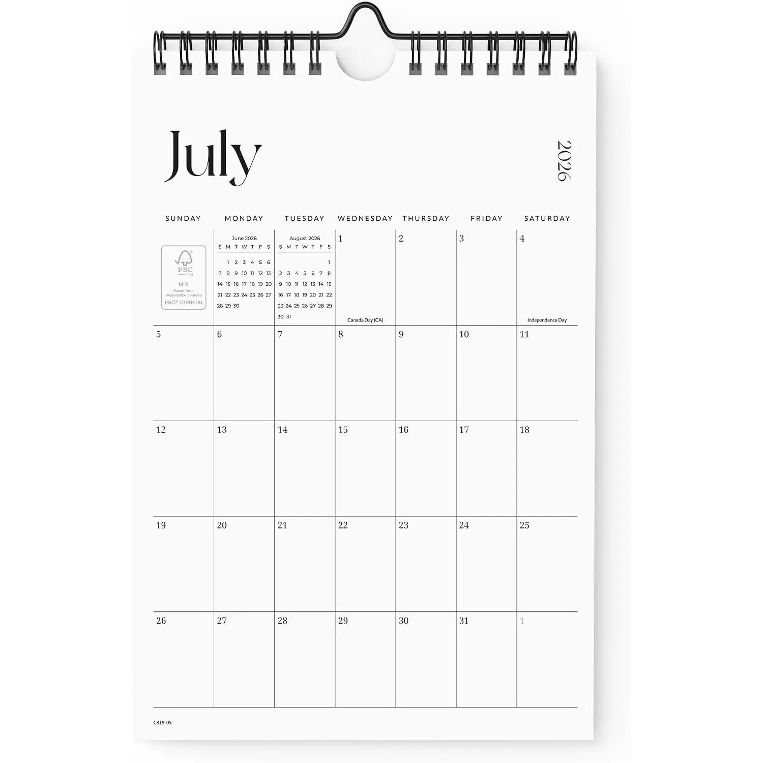 Mini Calendar 2026 Wall Calendar, Vertical 6 x 9 inch Small Calendar Including July 2026 to December 2027, Easy Planning Little Notepad Calendar for Wall, Desk, Bulletin Board, Simplified