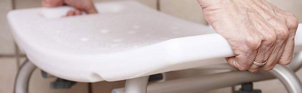 DMI Shower Chair Bath Seat for Tub or Shower Bench for Inside Shower, Made of Non Slip Aluminum with Seat, No Needed,, Holds Weight up to 300 Pounds, Bath Bench, White