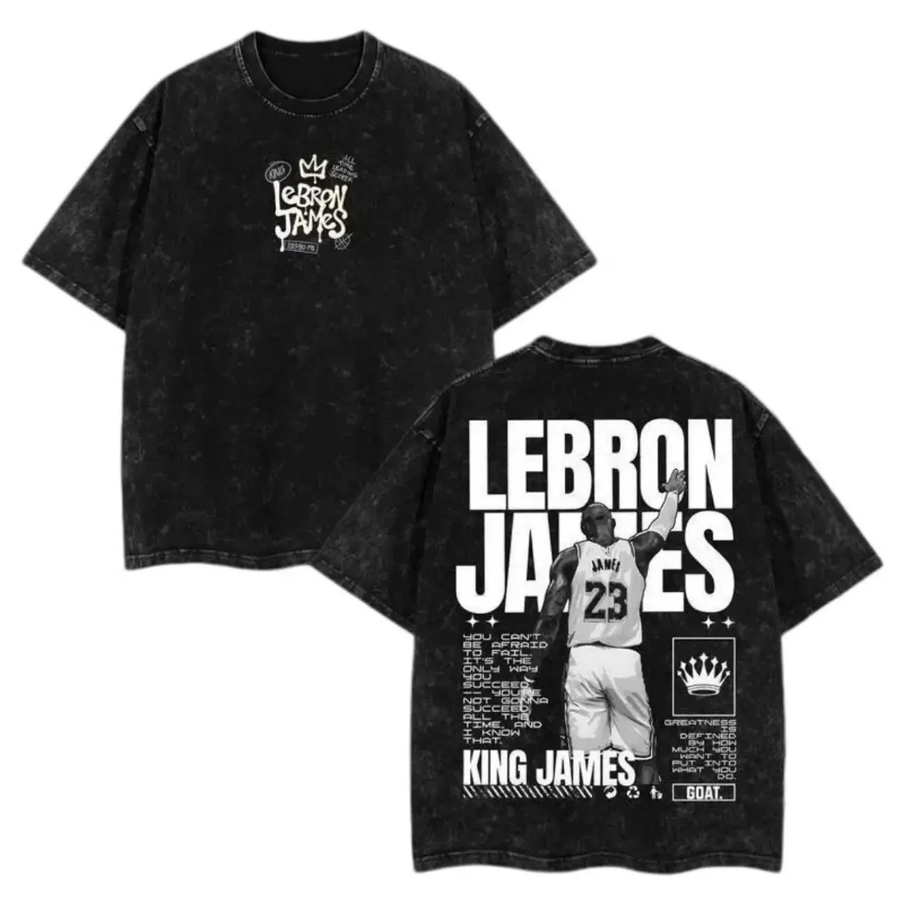 LeBron James Graphic Tee, Vintage Washed Cotton T-Shirt for Streetwear, Oversized T-Shirts Tee Retro Y2K Basketball Summer Short Sleeve Top