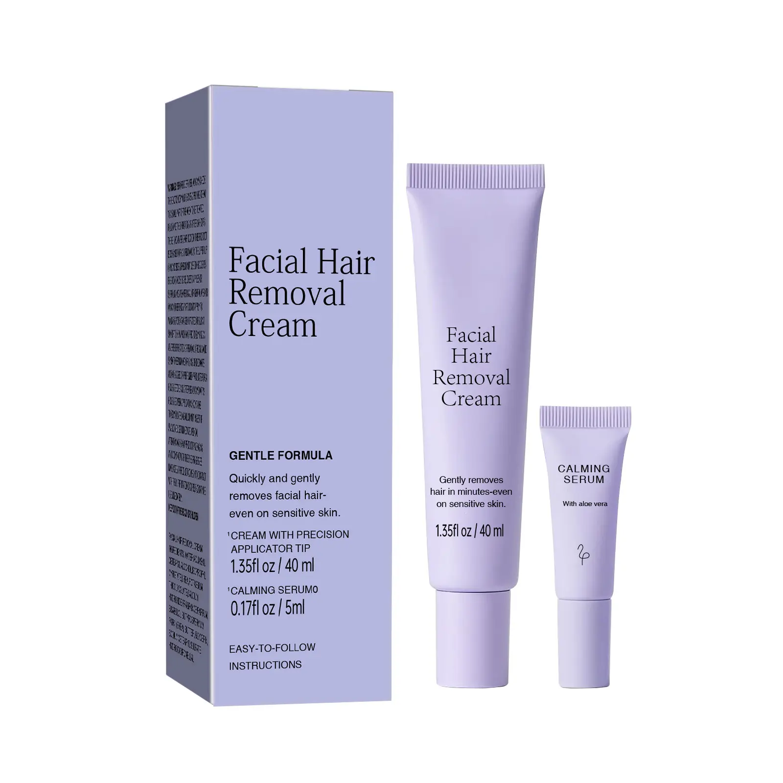 Women’s Targeted Facial Hair Removal Cream Kit with Calming Aloe Aftercare Serum, 2-Step Depilatory Self Care Products Set (1.35 fl oz Cream + 0.17 fl oz Serum) for Upper Lip, Chin, Beauty & Personal Care