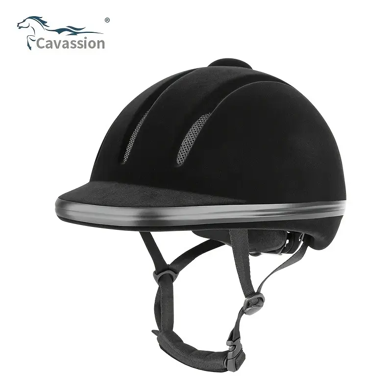 Equestrian Helmet with Velvet Surface, Abs Protective Shell, Eps Shock Absorption, Adjustable Size, Essential Riding Gear, Horse Protective Gear