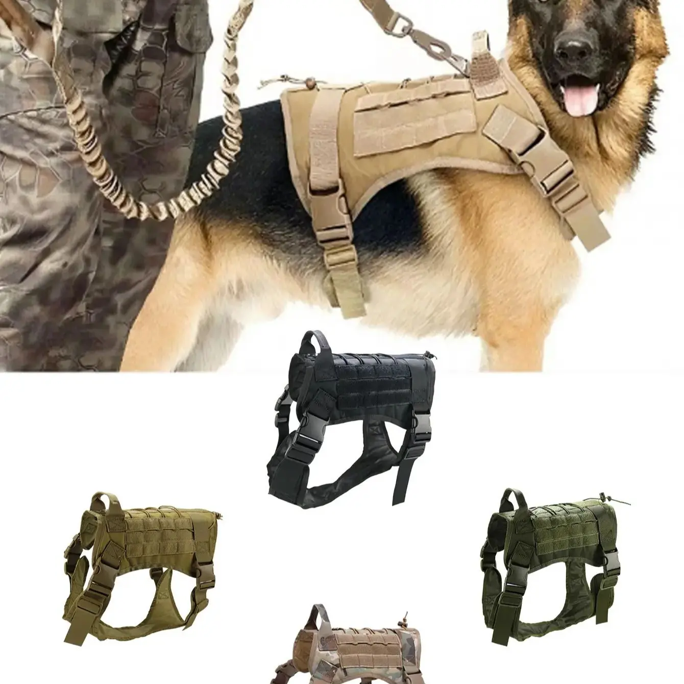 Adjustable Tactical Dog Harness, Breathable and Comfortable, Suitable for Medium and Large Dogs, Pet Gear Dh-02 Model