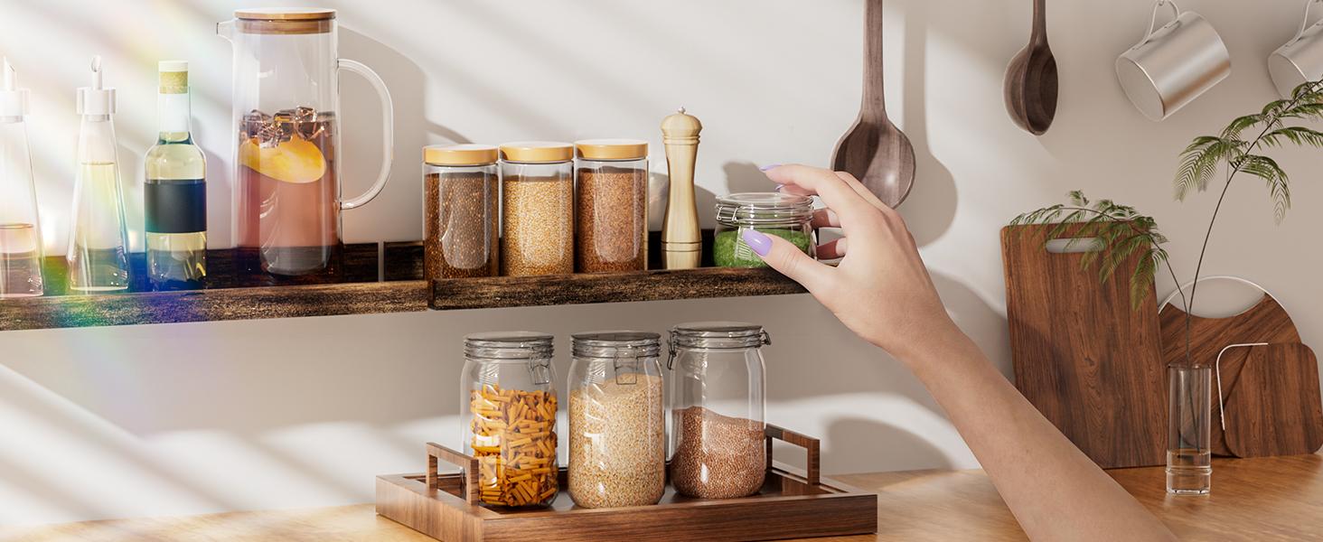 Floating Shelves for Wall, Wall Shelves for Decor Storage Set of 6, Wall Mounted Wood Shelf for Bedroom, Living Room, Bathroom, Kitchen, Picture Ledge Shelf, Brown