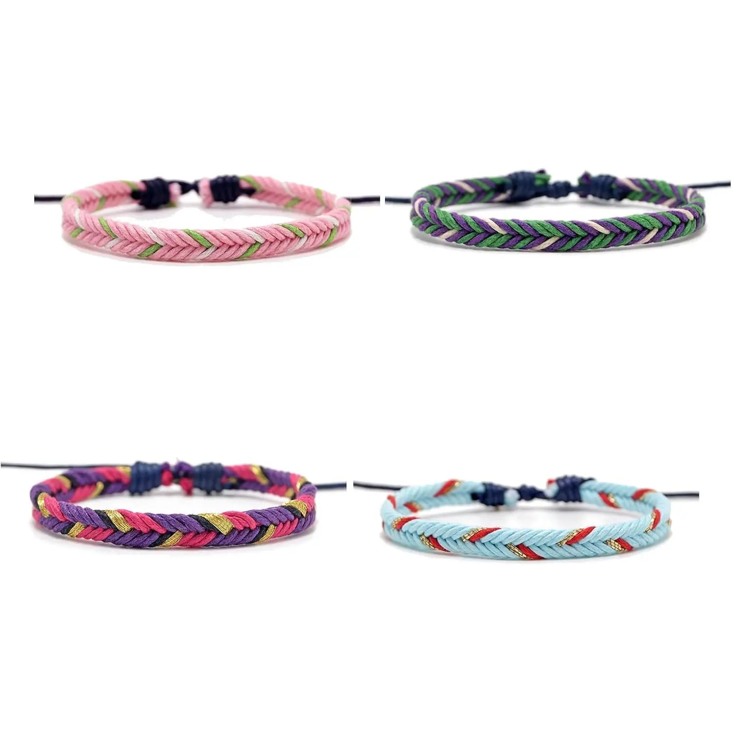 Hand-woven Boho Surfer Bracelet for Men and Women  Anklet Adjustable Bracelets for Summer Beache.Comes in a set of 4