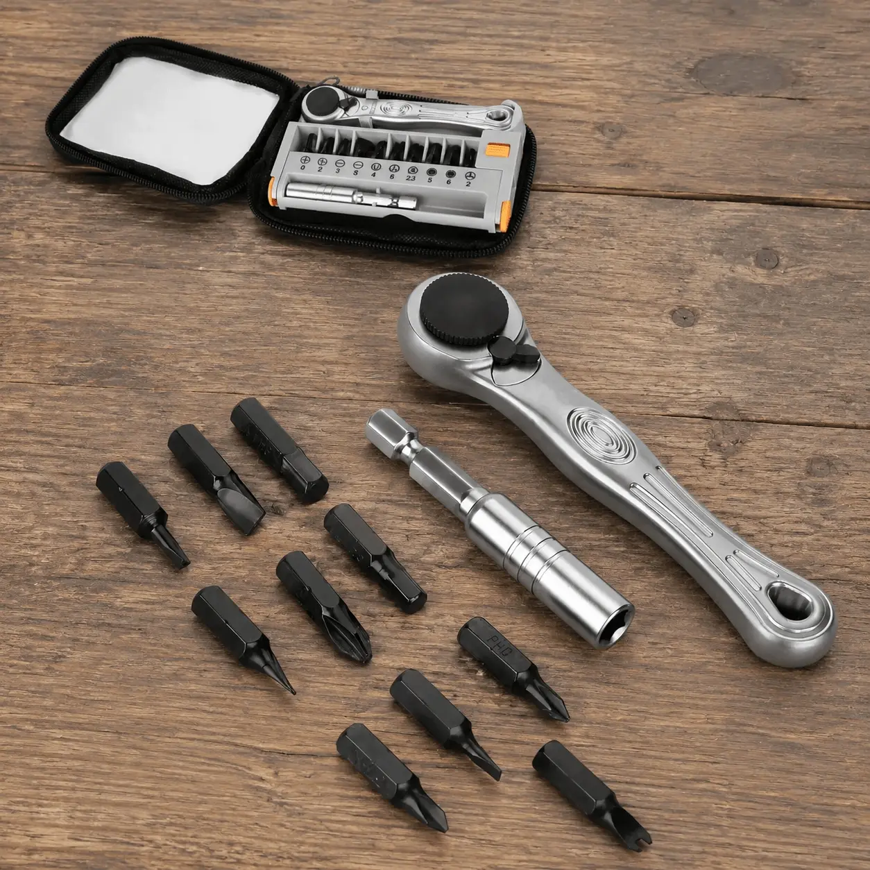 26-in-1 Mini Ratchet Screwdriver Set, Bike Multitool Kit for Mountain Biking & Cycling Quick Repair, Waterproof Shockproof Case, Compact EDC Tool with Hydration Bladder Compartment