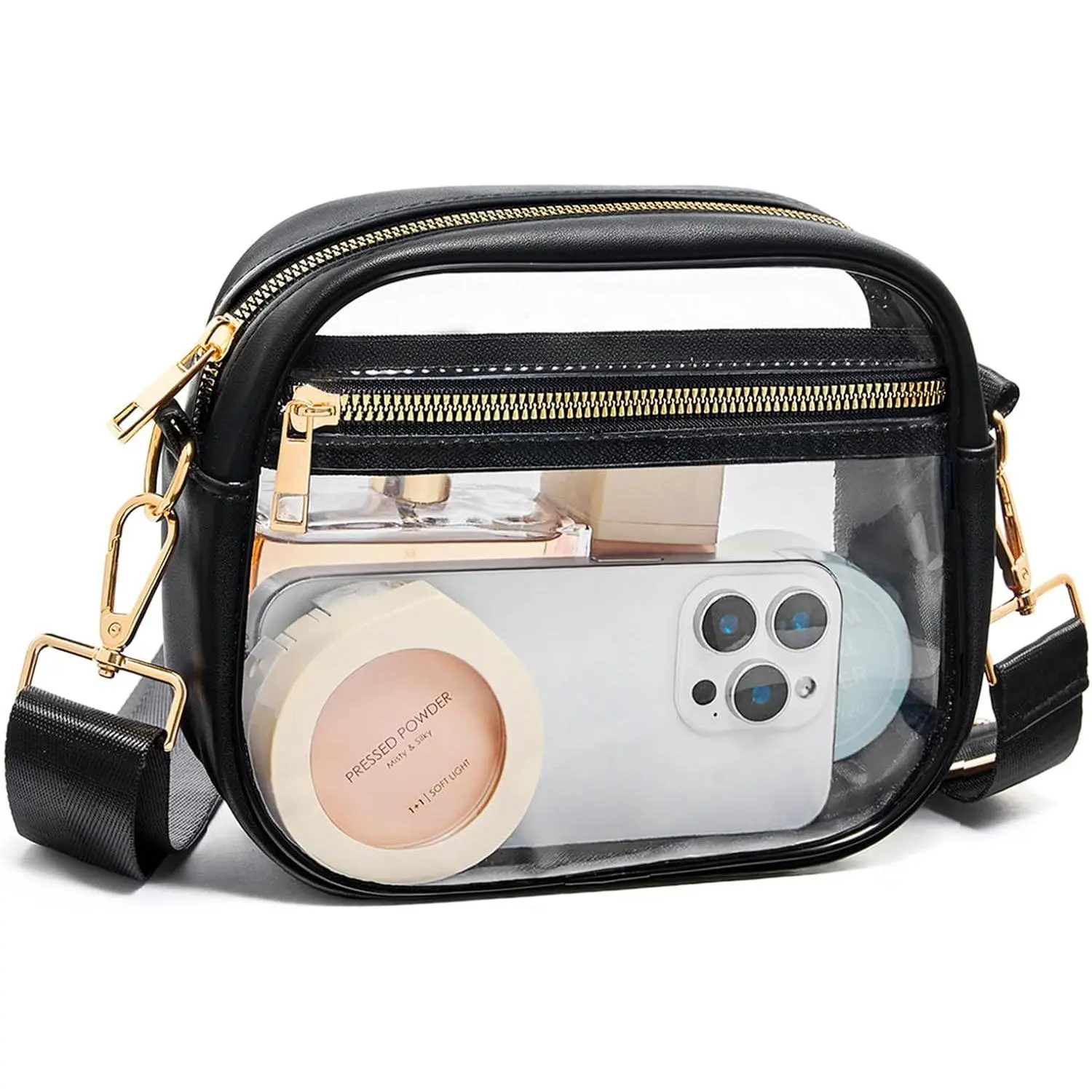 Clear Purse for Stadium Events Transparent Crossbody Bag | Stadium Approved Leather Clear Bag with Front Pocket & Adjustable Strap for Concerts Events  Days Festivals