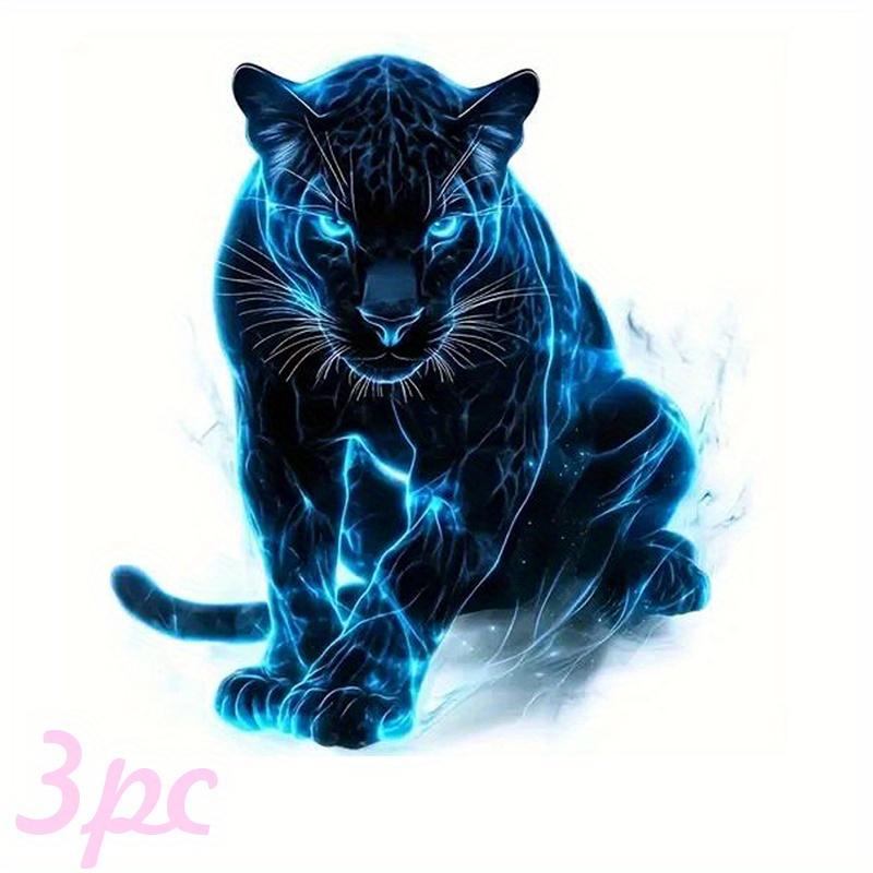 3-Pack Blue Leopard Print Heat Transfer Stickers, DIY Iron-On Patches for T-Shirts, Pillows, Washable Plastic Decals for Clothing and Bags