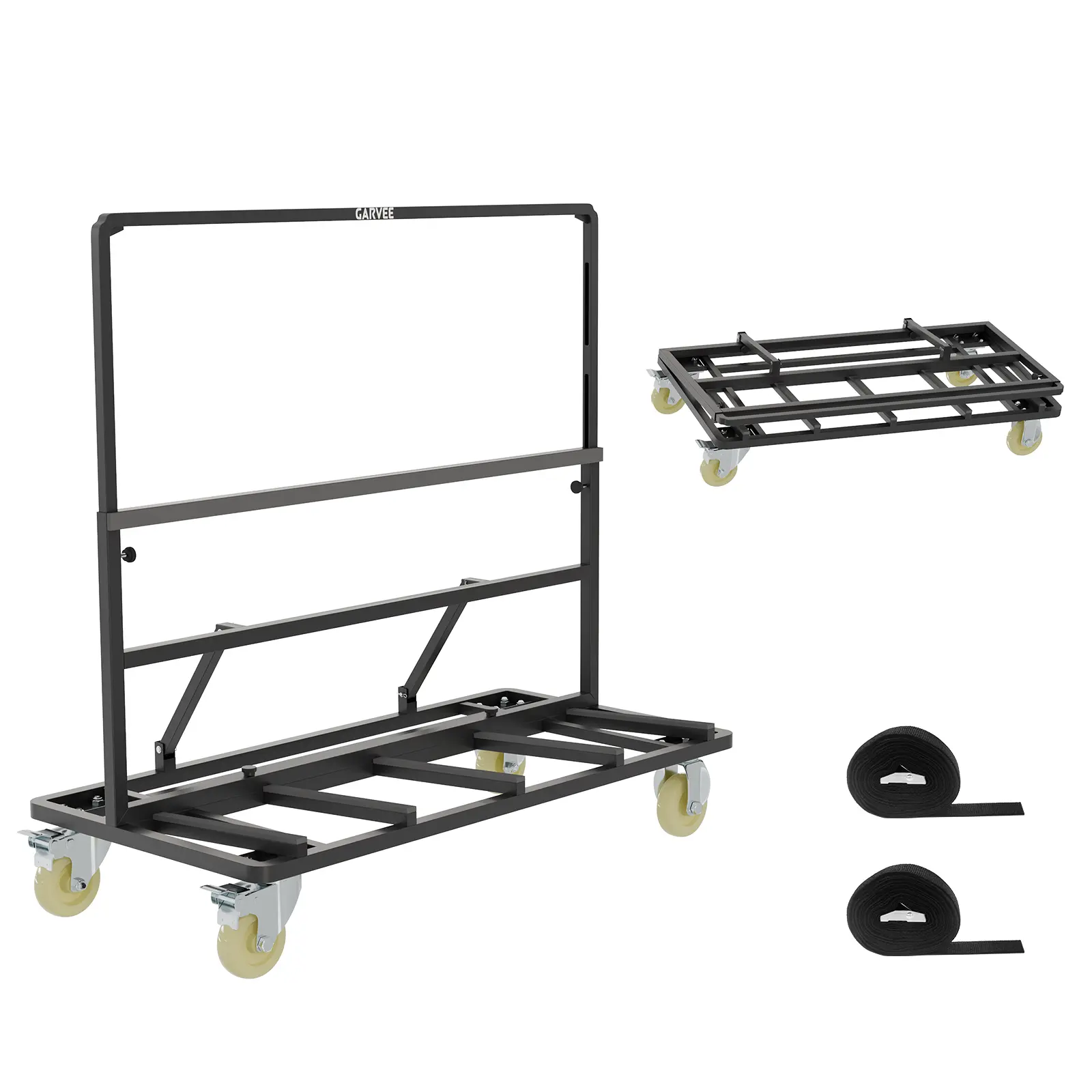 Garvee Heavy Duty Movable Drywall & Panel Platform Cart, 1800 LBS Load Capacity, 43 x 22 Inch Industrial Material Handling Dolly Equipped with 2 Secure Straps, Ideal for Sheetrock, Glass & Plywood Transport on Warehouse, Garage & Construction Job Sites