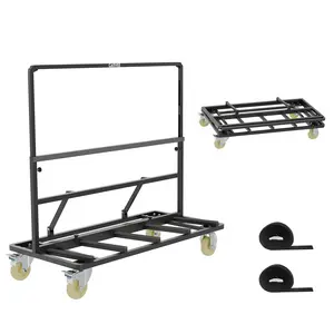 Garvee Heavy Duty Movable Drywall & Panel Platform Cart, 1800 LBS Load Capacity, 43 x 22 Inch Industrial Material Handling Dolly Equipped with 2 Secure Straps, Ideal for Sheetrock, Glass & Plywood Transport on Warehouse, Garage & Construction Job Sites