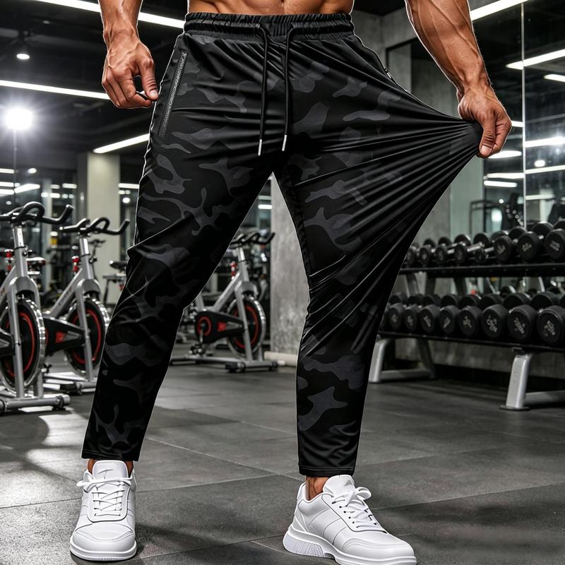 Men's Sports and Casual Pants with Elastic Waistband and Adjustable Drawstring, Zipper Storage Bag, Suitable for Outdoor Sports and Daily Leisure in Spring, Summer, and Autumn Festivals, Men's Work Pants