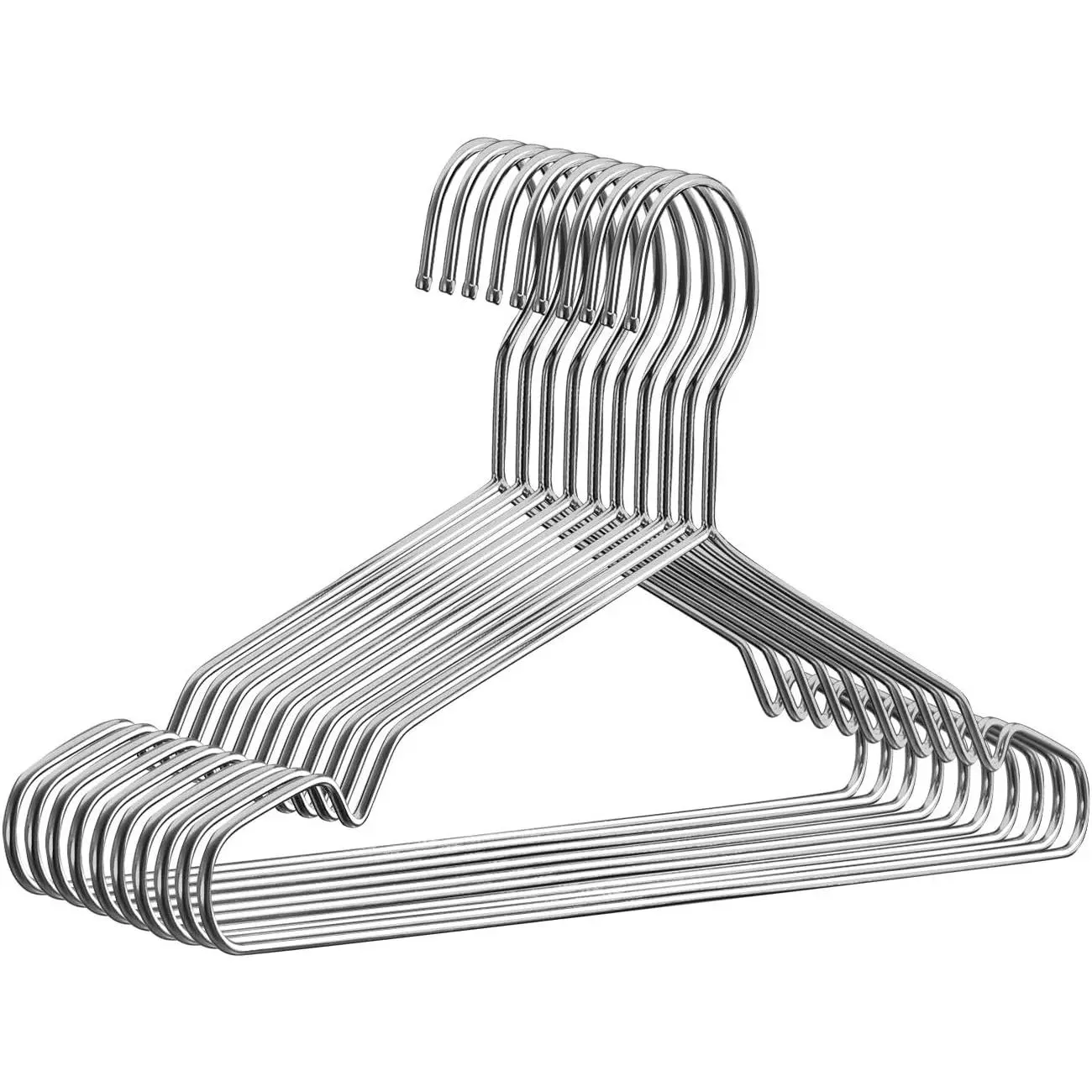 Stainless Steel Wire Coat Hangers - Heavy Duty, Ultra Thin, Space Saving (10 pack, 17.7 Inch)