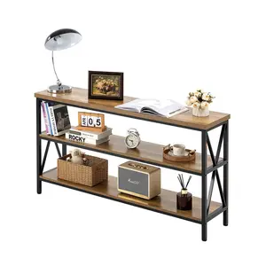 VEVOR Narrow Console Sofa Table, 55.1 inches Behind Couch Table, 3-Tier Long Entryway Table and Skinny Hallway Table, Narrow Sofa Table with Metal Frame, for Entryway, Hallway, Living Room Bedroom