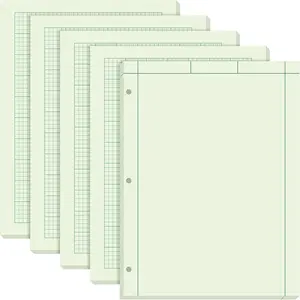 5 Pcs Engineering Paper Notebook & Computation Pad, 8.5 x 11 Inches Engineer Graph Paper Notepad, 5 Squares Per Inch 3 Hole Punched, 100 Sheets/pack Green