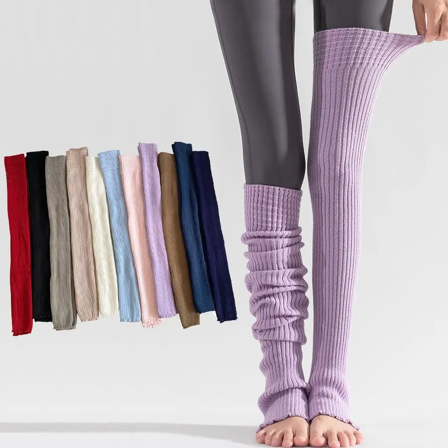 Fall Winter Warm Leg Covers Soft Stretch Stirrup Knit Leg Warmers Women Yoga Gym Accessory Slouch Over Knee Pilates Socks Y2K Fashion Trend Knitted Socks
