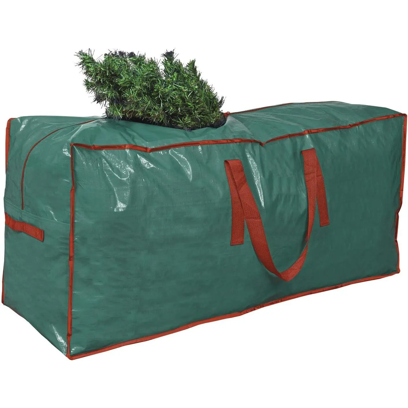 Christmas Tree Storage Bag | Fits Up to 7.5 ft. Disassembled Tree | 45" x 15" x 20" Holiday Artificial Tree Storage Case |  Storage Container with Sleek Zipper and Handles (Green)