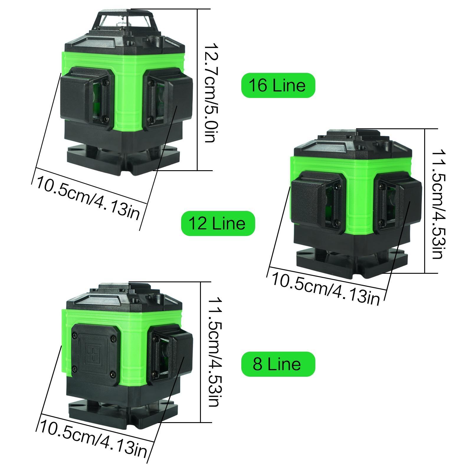 16 Lines Laser Level, 1 Set 4*360° Brightness Adjustable Laser Level with Remote Control & Charger, Professional Laser Level for Indoor & Outdoor