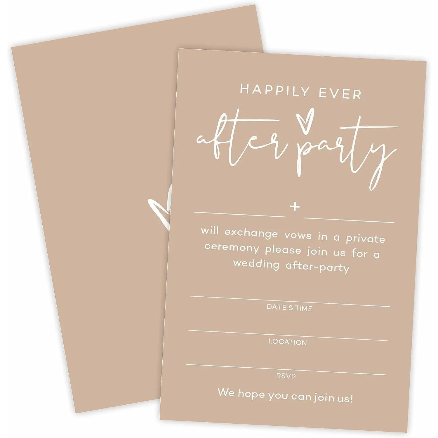 Happily Ever After Party Invitations, Minimalist Brown Wedding Reception Party Invitation, Celebration for Bride & Groom, Party Favor & Supplies - A04