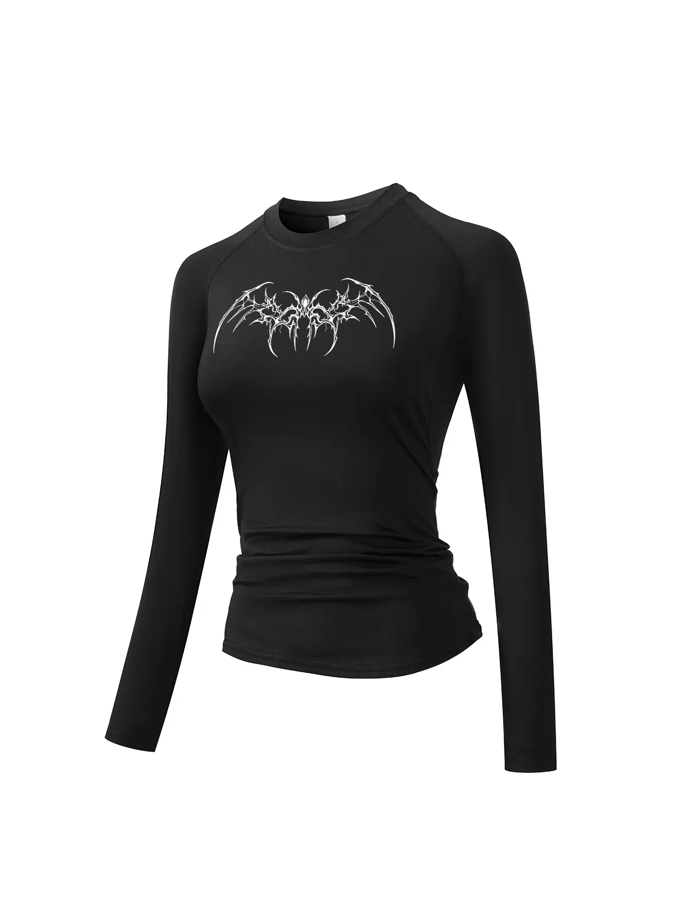Women's Gothic Symmetrical Print Long Sleeve Sporty Top, Round Neck Quick-Dry Breathable Stretch Yoga Running Workout Shirt