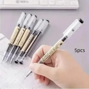 5pcs 0.35mm Creative Simple Plastic Ballpoint Pens, Large Ink Capacity, Smooth Writing, Durable Transparent Shell, Office & School Supplies