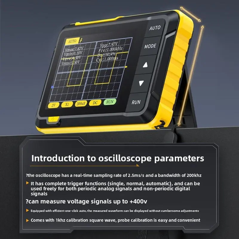 Handheld Digital Multimeter Oscilloscope - Rechargeable Battery, Auto Capture, High-Res LCD Electrical Measuring Tool, Easy Setup for Circuit Boards, Beginners' Teaching & Maintenance