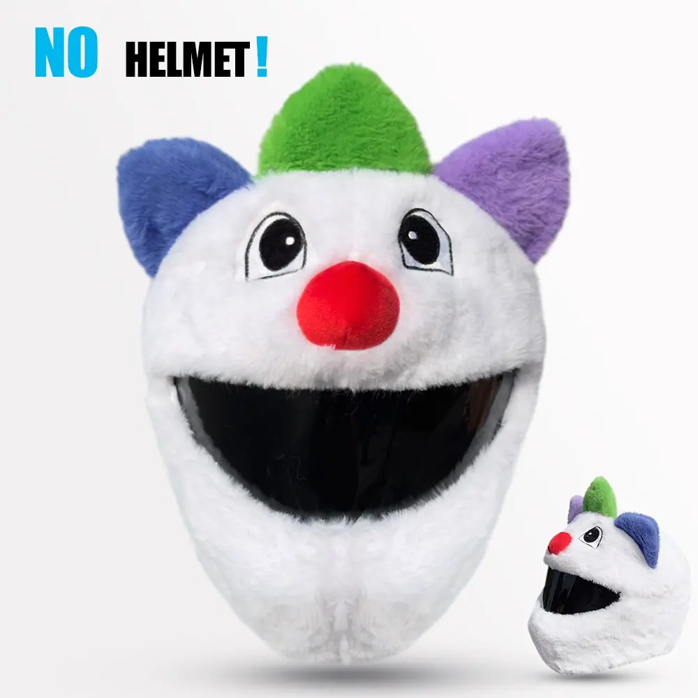 Colorblock Cartoon Bobo Helmet Cover, Universal Plush Protector for Motorcycle Full Helmets, Fun and Unique Design for Bike Enthusiasts