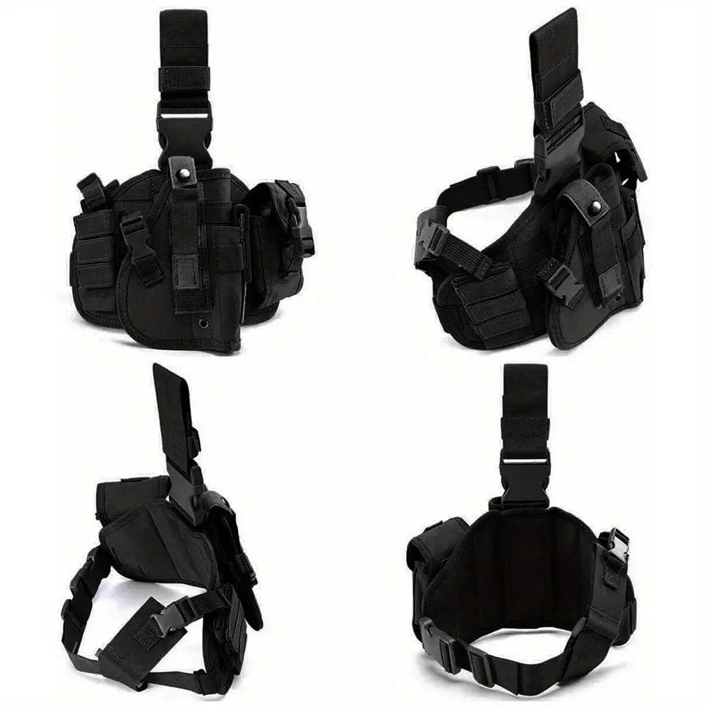 Men's 900D Oxford Waterproof Right Thigh Tactical Gun Holster with Adjustable Strap, MOLLE System, Reinforced Stitch - Tactical Accessories for Outdoor Hunting, Shooting Training