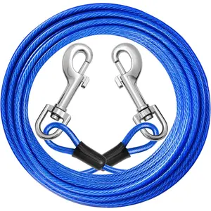 Dog Tie Out Cable: 15ft Dog Leads for Yard Heavy Duty - Reflective Chain Leash for Outside Small Large Dogs Up to 125lbs Outdoor Runner Camping