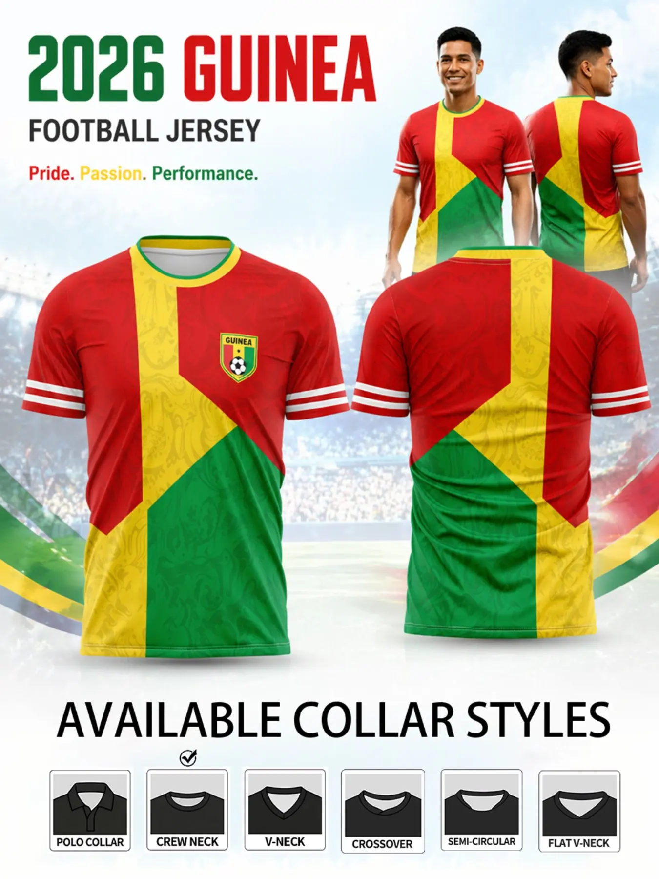 2026 Guinea Soccer Jersey, Short Sleeve High-Performance, Base, Ancient Tribal Texture, Quick-Dry, Breathable, All Seasons, Training Jersey