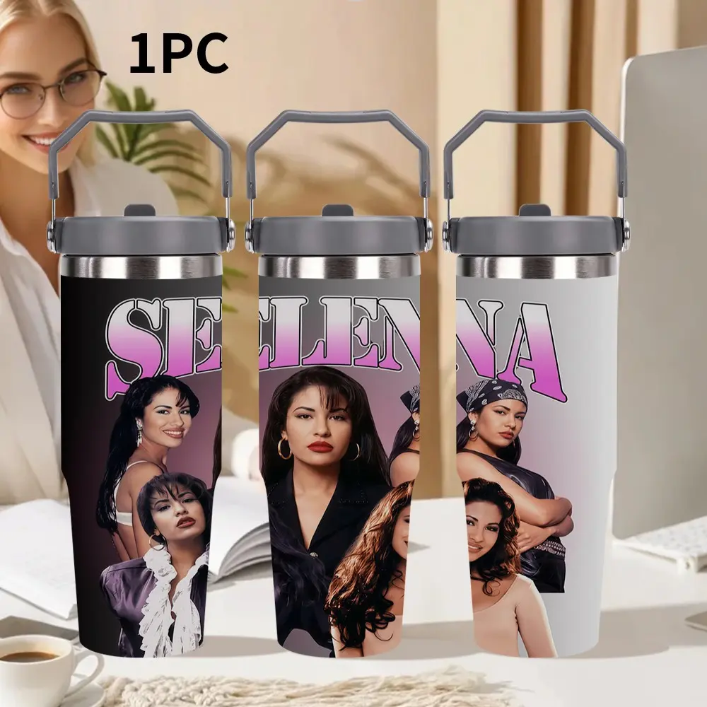 1pc 30oz/20oz Stainless Steel Tumbler,  Selena Pattern Design, Insulated Water Bottle, Travel Mug, Birthday, Christmas, Halloween Gift