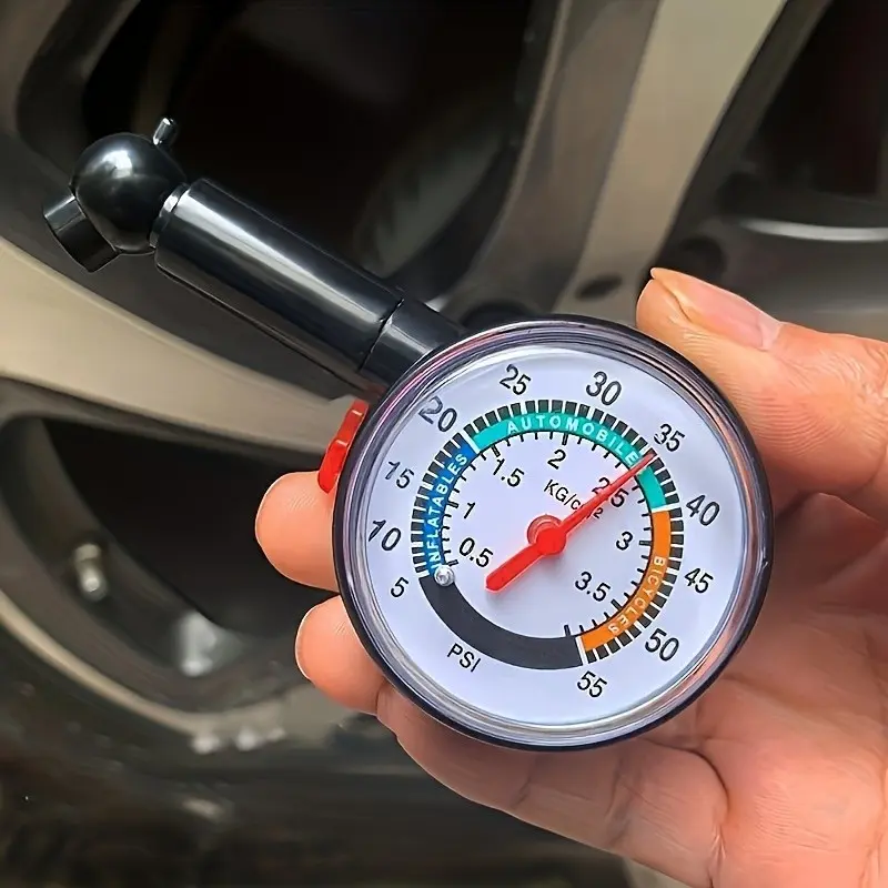 High Precision Tire Pressure Gauge, Battery-Free, Dual Scale (psi & Bar), Portable, Durable, Ideal for Motorcycles, Bicycles, Trucks, Air Pressure Gauge for Tires