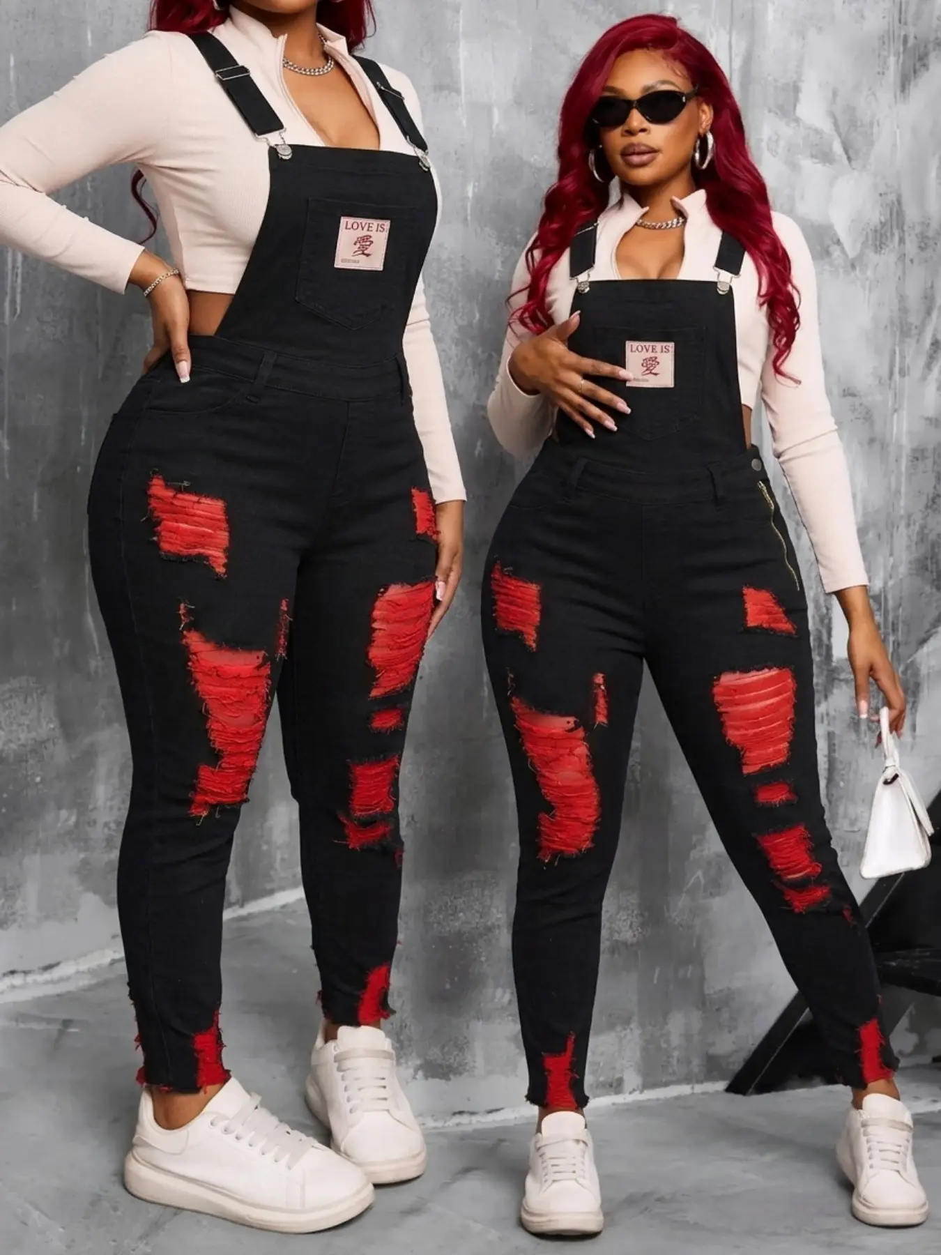 New Arrival Fashionable Women's Casual Distressed Adjustable Denim Bib Pants Overalls, Slim-Fit Comfort Design, Perfect for Daily Wear
