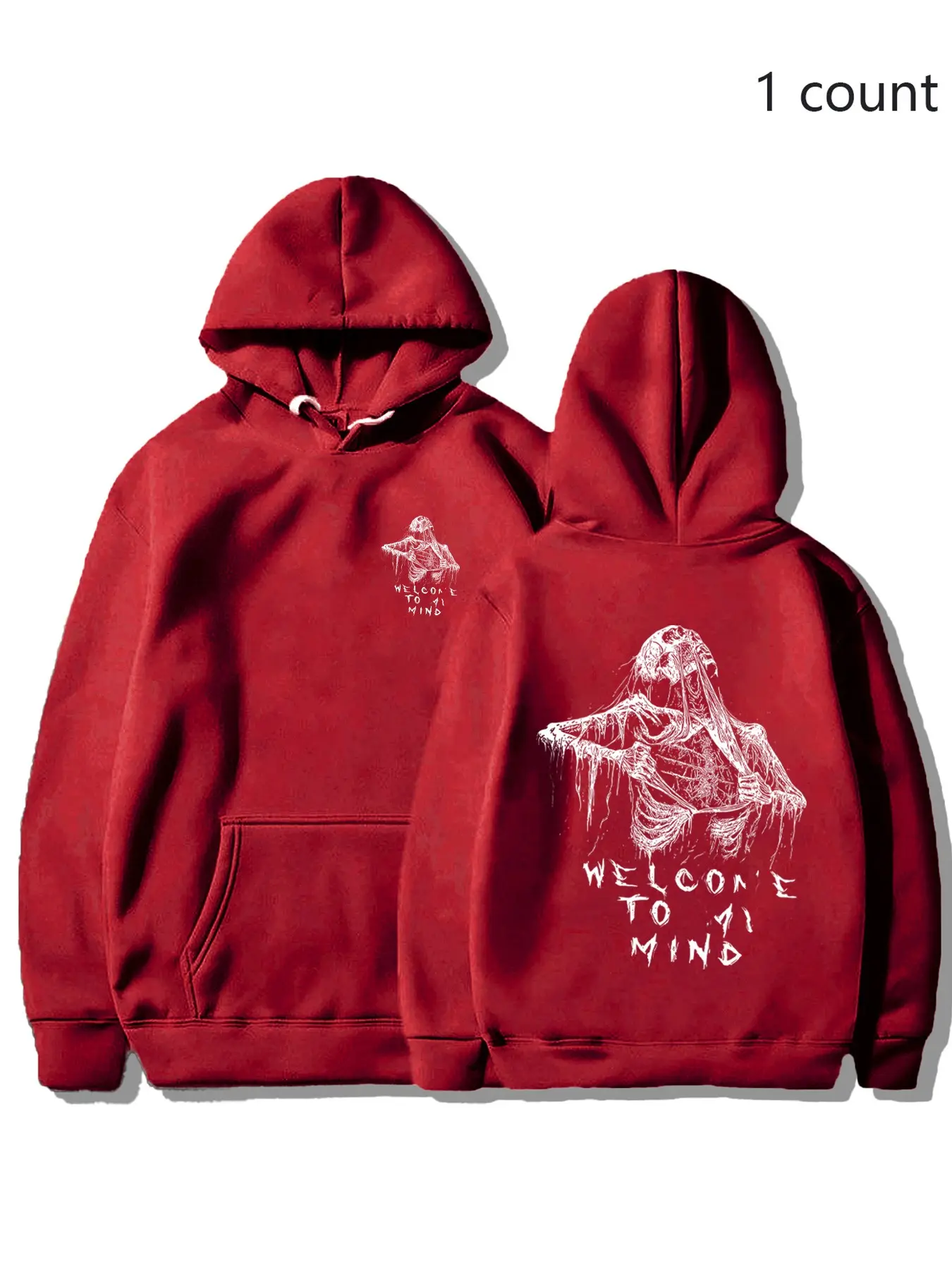Sober Ny Dark Grunge Skeleton Hoodie, Halloween Graphic Print, F Fitted, Fall&winter, Unisex, Multiple Colors, Punk Street Style