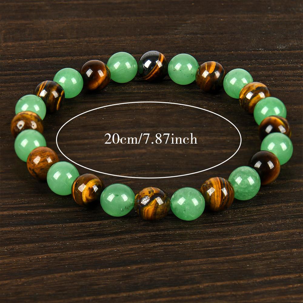 1pc Arpurraina Money Attraction Bracelet with Green Aventurine & Tiger Eye -    blue friendship bracelet beaded  jewelry protection bracelet encouragement gift fashion artificial bracelet  of  the  day Colorblock Beaded Crystal Bracelet lovisa  necklace