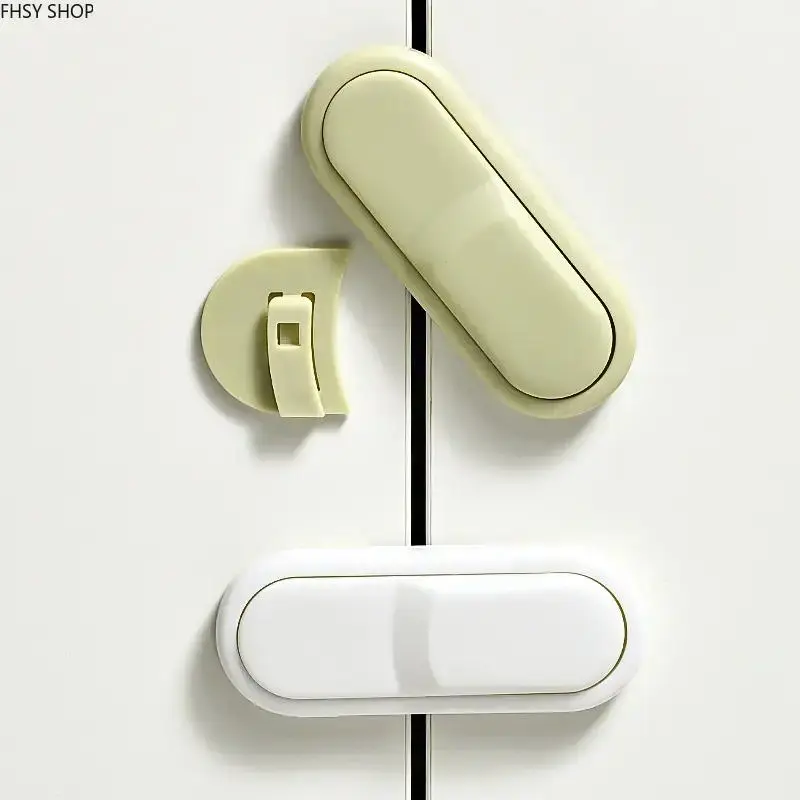 4-Pack Synthetic Finger-Safe Baby Safety Lock Set, Universal-Size Childproof Refrigerator-Cabinet Door Latch with Strong Adhesive, No Tools Needed, Simple Look, Easy Installation for Parent Peace of Mind, One-Size