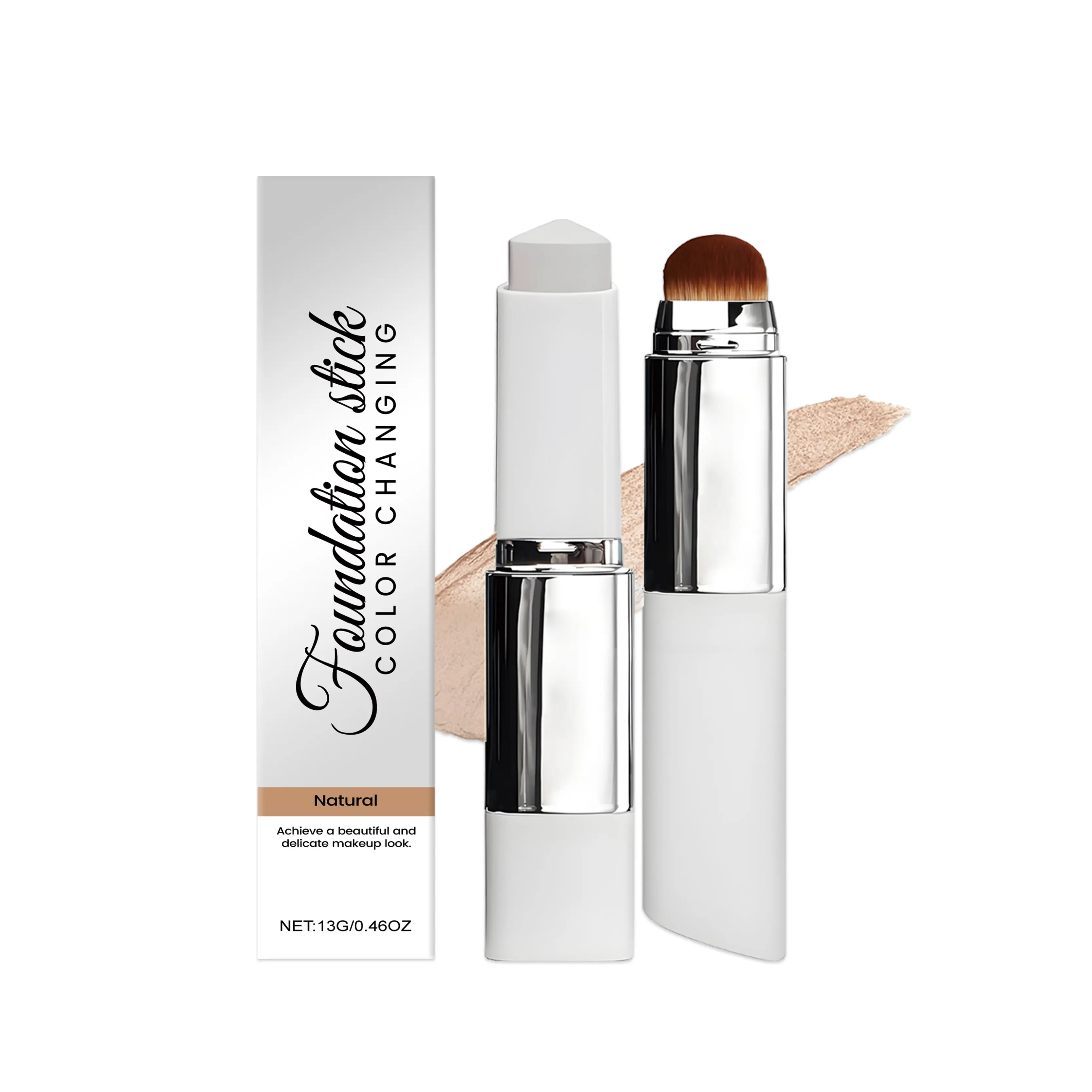 2‑in‑1 Natural Color‑Changing Foundation Stick, Light‑weight Silky Texture, Hydrating Concealer, Long‑Lasting Build‑able Coverage, Daily Base Makeup Cosmetic for All‑Skin‑Type Women